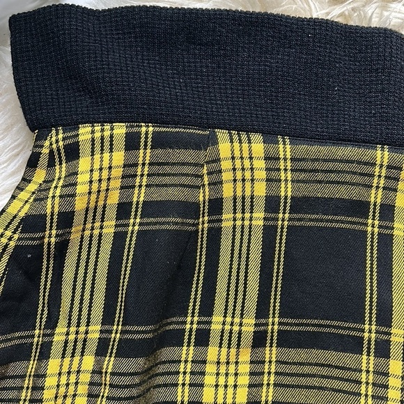 Vintage Joseph Vincent Plaid Yellow Black mini pencil skirt knit upper size 6 - Picture 3 of 7